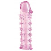 Гелевая розовая насадка на фаллос с шипами - 12 см. - Toyfa Basic - в Хабаровске купить с доставкой