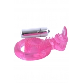 Розовая вибронасадка со стимулятор клитора   Язычок - Toyfa Basic - в Хабаровске купить с доставкой
