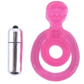 Розовая вибронасадка со стимулятор клитора   Язычок - Toyfa Basic - в Хабаровске купить с доставкой