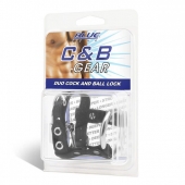 Утяжка на пенис на замочке Duo Cock And Ball Lock - BlueLine - купить с доставкой в Хабаровске