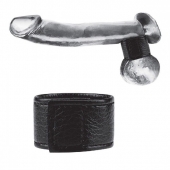Чёрная утяжка на мошонку 1  Velcro Ball Stretcher - BlueLine - купить с доставкой в Хабаровске
