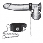 Утяжка на пенис с поводком Snap Cock Ring With 12  Leash - BlueLine - купить с доставкой в Хабаровске