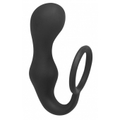 Чёрное эрекционное кольцо с анальной пробкой Double Pleasure Anal Plug - Lola Games - в Хабаровске купить с доставкой