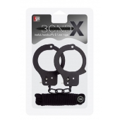 Чёрные наручники из листового металла в комплекте с веревкой BONDX METAL CUFFS LOVE ROPE SET - Dream Toys - купить с доставкой в Хабаровске