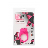 Розовое эрекционное кольцо с щеточкой LIT-UP SILICONE STIMU RING 5 - Dream Toys - в Хабаровске купить с доставкой