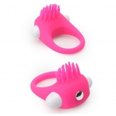Розовое эрекционное кольцо с щеточкой LIT-UP SILICONE STIMU RING 5 - Dream Toys - в Хабаровске купить с доставкой