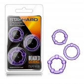 Набор из 3 фиолетовых эрекционных колец Stay Hard Beaded Cockrings - Blush Novelties - в Хабаровске купить с доставкой