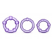 Набор из 3 фиолетовых эрекционных колец Stay Hard Beaded Cockrings - Blush Novelties - в Хабаровске купить с доставкой