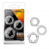 Набор из 3 прозрачных эрекционных колец Stay Hard Beaded Cockrings - Blush Novelties - в Хабаровске купить с доставкой