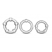 Набор из 3 прозрачных эрекционных колец Stay Hard Beaded Cockrings - Blush Novelties - в Хабаровске купить с доставкой