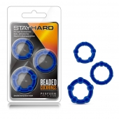 Набор из 3 синих эрекционных колец Stay Hard Beaded Cockrings - Blush Novelties - в Хабаровске купить с доставкой