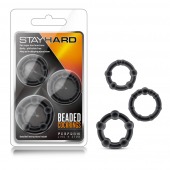 Набор из 3 чёрных эрекционных колец Stay Hard Beaded Cockrings - Blush Novelties - в Хабаровске купить с доставкой