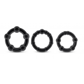Набор из 3 чёрных эрекционных колец Stay Hard Beaded Cockrings - Blush Novelties - в Хабаровске купить с доставкой