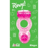 Розовое эрекционное кольцо с вибрацией Rings Ringer - Lola Games - в Хабаровске купить с доставкой
