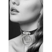 Черный чокер с двумя кольцами - Bijoux Pour Toi - купить с доставкой в Хабаровске