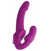 Ярко-розовый безремневой вибрострапон Evoke Vibrating Strapless Silicone Strap-on Dildo - XR Brands - купить с доставкой в Хабаровске