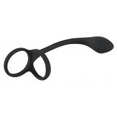 Эрекционное кольцо с утяжкой на мошонку и анальным плаг Black Velvets - Orion - в Хабаровске купить с доставкой