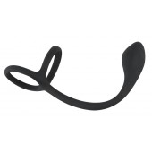 Эрекционное кольцо с утяжкой на мошонку и анальным плаг Black Velvets - Orion - в Хабаровске купить с доставкой