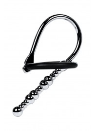 Серебристый уретральный плаг-бусины TOYFA Metal с мягким фиксириющим кольцом - ToyFa - купить с доставкой в Хабаровске