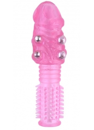 Стимулирующая розовая насадка с шишечками и шипами - 13,5 см. - Toyfa Basic - в Хабаровске купить с доставкой