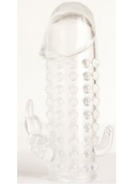 Гелевая прозрачная насадка с 2 отростками - 13 см. - Toyfa Basic - в Хабаровске купить с доставкой