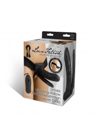Полый страпон с двумя отростками и вибрацией Unisex Vibrating Hollow Strap-On Double Penetrating Dildo - 17,8 см. - Lux Fetish - купить с доставкой в Хабаровске