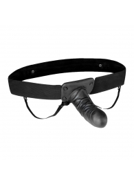 Чёрный полый страпон с вибрацией Unisex Vibrating Hollow Strap-On - 14 см. - Lux Fetish - купить с доставкой в Хабаровске