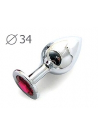 Коническая серебристая анальная втулка с малиновым кристаллом - 8,2 см. - Anal Jewelry Plug - купить с доставкой в Хабаровске