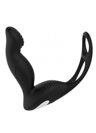 Черный вибромассажер простаты P-PLEASER W ERECTION ENHANCE - Dream Toys - в Хабаровске купить с доставкой