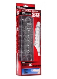 Прозразная закрытая насадка на пенис с поддержкой мошонки Clearly Ample Penis Enhancer - 22 см. - XR Brands - в Хабаровске купить с доставкой