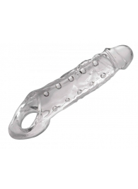 Прозразная закрытая насадка на пенис с поддержкой мошонки Clearly Ample Penis Enhancer - 22 см. - XR Brands - в Хабаровске купить с доставкой