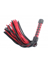 Черно-красная клеть с плетеной ручкой с ромбовидным узором - 45 см. - БДСМ Арсенал - купить с доставкой в Хабаровске