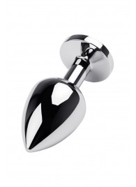 Серебристая коническая анальная пробка с красным кристаллом - 8 см. - ToyFa - купить с доставкой в Хабаровске