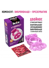 Розовое эрекционное виброкольцо Luxe VIBRO  Бархатный молот  + презерватив - Luxe - в Хабаровске купить с доставкой
