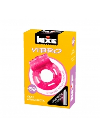 Розовое эрекционное виброкольцо Luxe VIBRO  Ужас Альпиниста  + презерватив - Luxe - в Хабаровске купить с доставкой