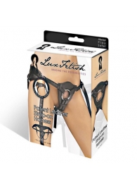 Черные трусики для страпона из патентованной кожи - Lux Fetish - купить с доставкой в Хабаровске