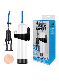 Прозрачная вакуумная вибропомпа Sex Expert с насадкой-вагиной - Sex Expert - в Хабаровске купить с доставкой