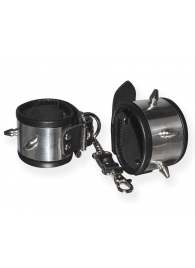 Серебристо-черные наручники с шипами и металлическим блеском - Sitabella - купить с доставкой в Хабаровске