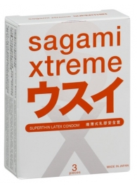 Ультратонкие презервативы Sagami Xtreme SUPERTHIN - 3 шт. - Sagami - купить с доставкой в Хабаровске