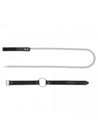 Черный поводок и чокер с кольцом Rada - Rebelts - купить с доставкой в Хабаровске