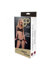 Красно-чёрные наручники на металлической цепочке - Blush Novelties - купить с доставкой в Хабаровске