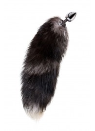 Серебристая металлическая анальная втулка с хвостом чернобурой лисы - размер S - ToyFa - купить с доставкой в Хабаровске