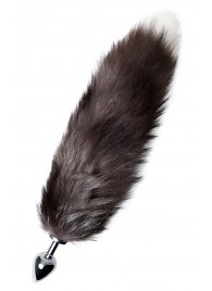 Серебристая металлическая анальная втулка с хвостом чернобурой лисы - размер S - ToyFa - купить с доставкой в Хабаровске