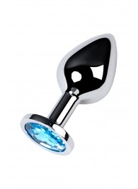 Серебристая конусовидная анальная пробка с голубым кристаллом - 8 см. - ToyFa - купить с доставкой в Хабаровске