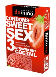 Презервативы для орального секса DOMINO Sweet Sex с ароматом клубничного коктейля  - 3 шт. - Domino - купить с доставкой в Хабаровске