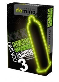 Презервативы DOMINO Neon Green со светящимся в темноте кончиком - 3 шт. - Domino - купить с доставкой в Хабаровске