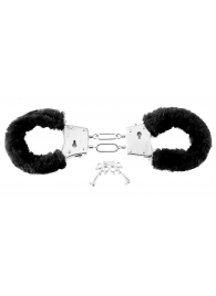 Меховые чёрные наручники Beginner s Furry Cuffs - Pipedream - купить с доставкой в Хабаровске