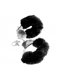 Металлические наручники Furry Love Cuffs с черным мехом - Pipedream - купить с доставкой в Хабаровске