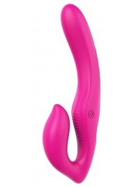 Ярко-розовый безремневой страпон REMOTE DOUBLE DIPPER - 22 см. - Dream Toys - купить с доставкой в Хабаровске