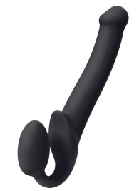 Черный безремневой страпон Silicone Bendable Strap-On M - Strap-on-me - купить с доставкой в Хабаровске